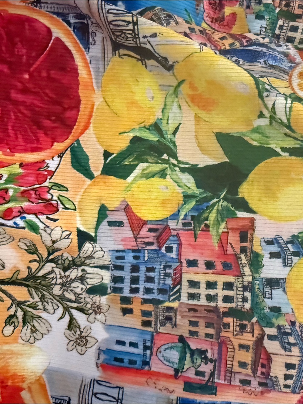 Italian strapless maxi dress Citrus & Coastal Print